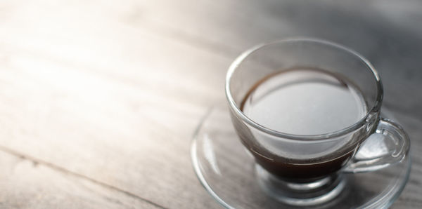 High angle view of coffee on table