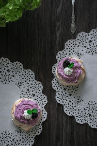 High angle view of food on table