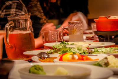 Close-up of food on table