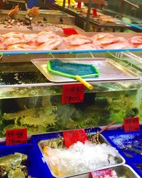 High angle view of ice cream for sale in store