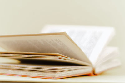 Close-up of book on table