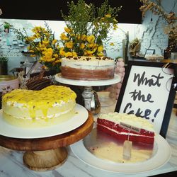 High angle view of cake on table