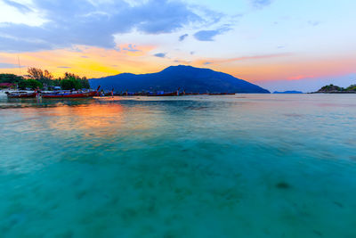 Scenic view of sea against sky during sunset