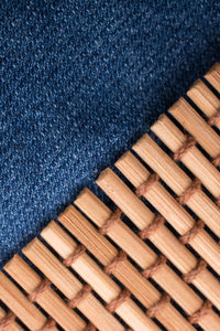 Close-up of bamboo place mat on table
