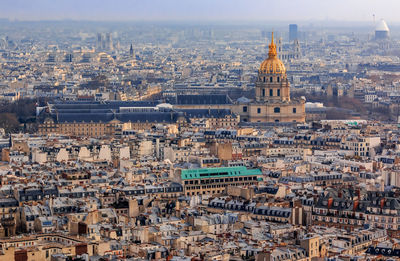 High angle view of buildings in city