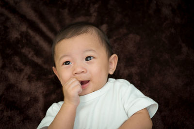 Close-up portrait of cute baby boy