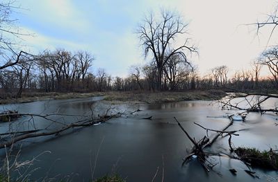 Scenic view of lake against sky