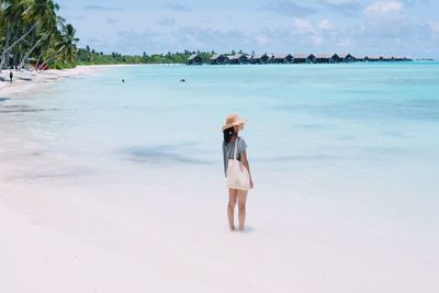 Full length of woman standing on beach