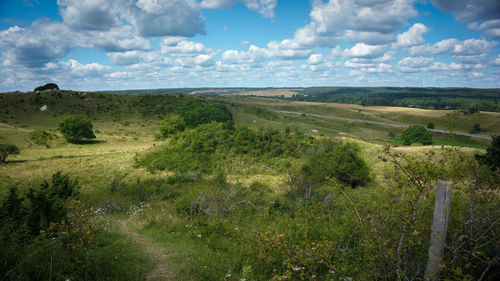 Scenic view of land against sky