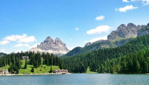 Scenic view of rocky mountains against sky