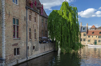 View of canal amidst buildings against sky