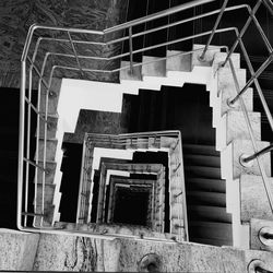 Low angle view of spiral staircase of building