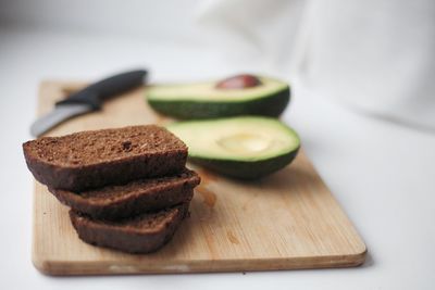 Close-up of food on cutting board