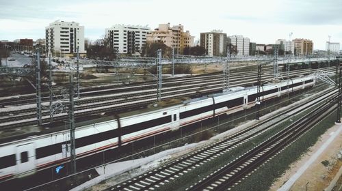 Railroad tracks in city