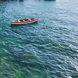 High angle view of boat in water