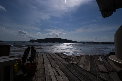 Pier on sea against sky