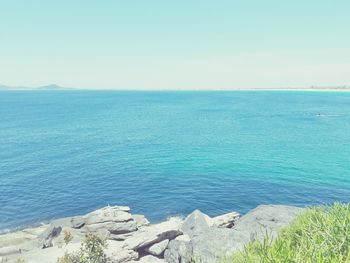 Scenic view of sea against clear sky