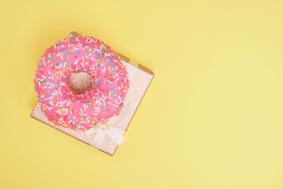 High angle view of ice cream in box