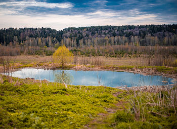 Scenic view of lake against sky