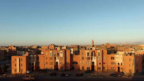 Cityscape against clear sky