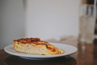 Close-up of cake in plate on table