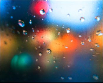 Full frame shot of water drops on glass