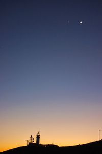 Silhouette of building at sunset