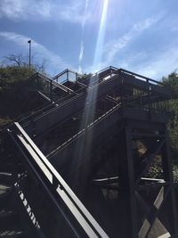 Sun shining through bridge