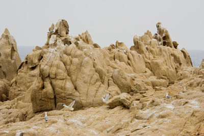 Rock formations against clear sky