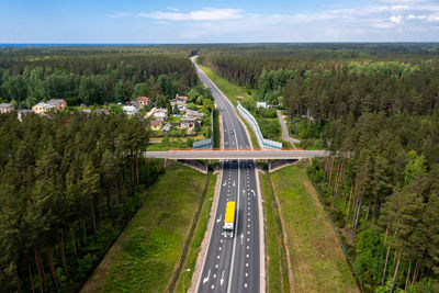 Scenic view of road amidst trees against sky