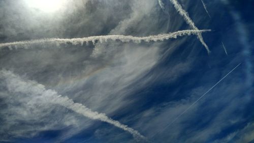 Vapor trail in sky