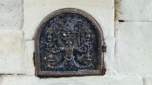 Close-up of sculpture in temple