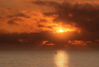 Scenic view of seascape against dramatic sky