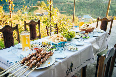 Various food on table