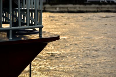 Close-up of empty boat moored in sea