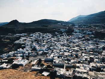 High angle view of townscape against sky