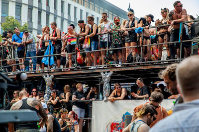 Group of people looking at city