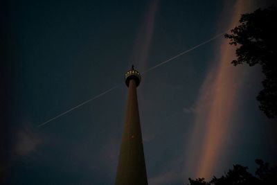 Low angle view of fernsehturm stuttgart against sky