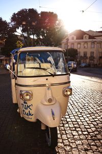 Vintage car on street in city