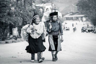 Rear view of women
