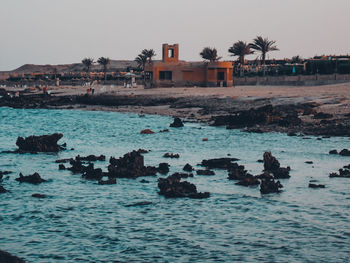 Scenic view of sea against clear sky