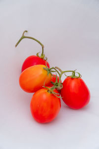 Close-up of tomatoes against white background