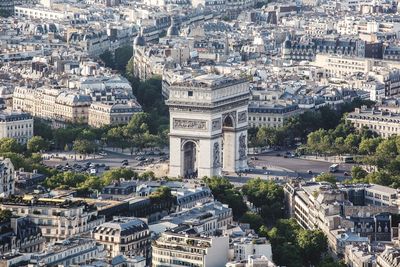 High angle view of buildings in city