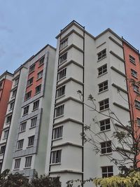 Low angle view of buildings against clear sky