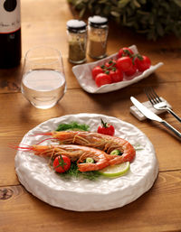 Close-up of food in plate on table