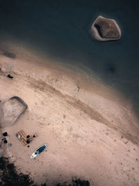 High angle view of umbrella on beach