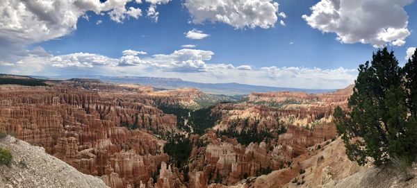 Panoramic view of landscape against cloudy sky, bryce canyon