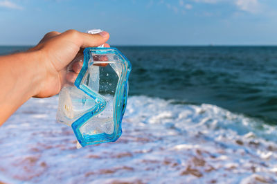 Close-up of hand holding water