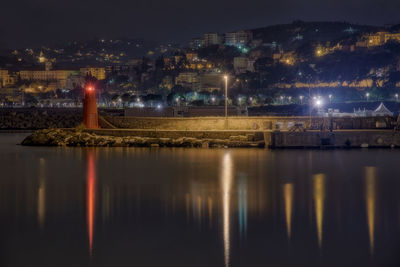 Illuminated city at night