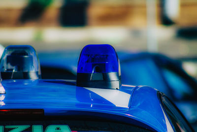 Close-up of police car